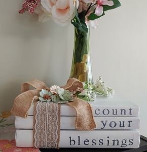 Farmhouse Style Decor / Stamped Stacked Books